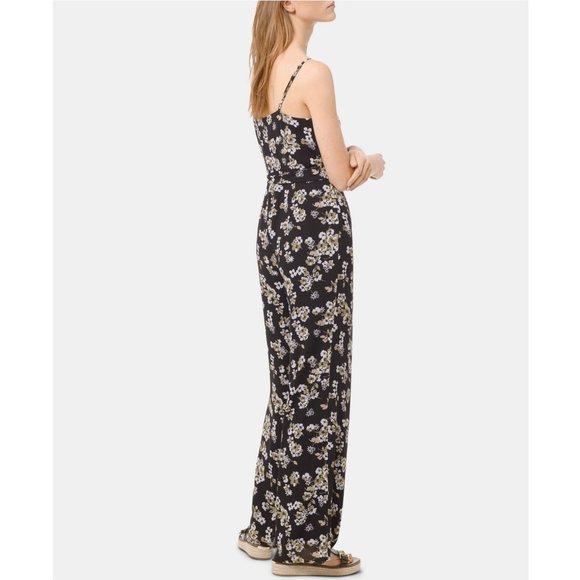Michael Kors Glam Fleur Floral Wrap Tie Jumpsuit - Picture 2 of 10